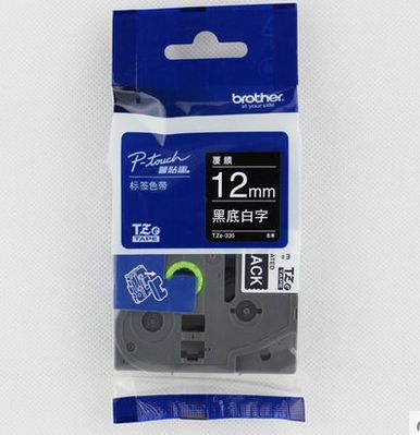 China 12mm P-Touch Black on white label tape cassette TZe-335 for Brother Electronic Lettering Machine tube printer supplier