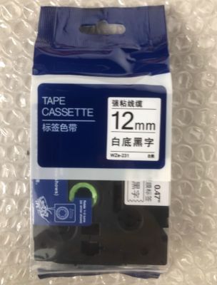 China 12mm P-Touch Black on white label tape cassette WZE-231 for Brother Electronic Lettering Machine tube printer supplier