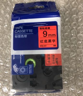 China 9mm P-Touch Black on red label tape cassette WZE-421 for Brother Electronic Lettering Machine tube printer supplier