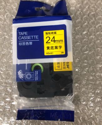 China 24mm P-Touch Black on yellow label tape cassette WZE-651 for Brother Electronic Lettering Machine tube printer supplier