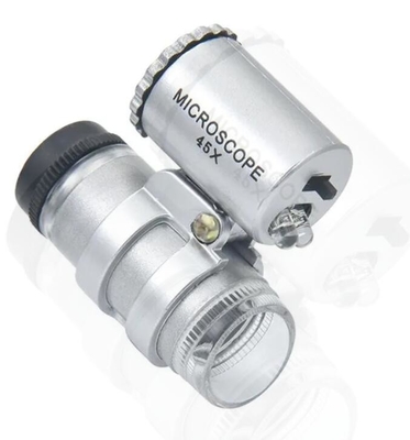 MG10081-4 Mini Portable LED 45x 60x Magnification Pocket Jeweler Loupes Glass Silver Lens Magnifying Optical Instrument supplier