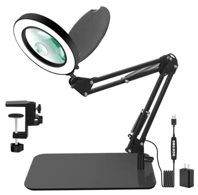 2 in 1 Long Arm Desk Magnifier LED Lamp with Adapter supplier
