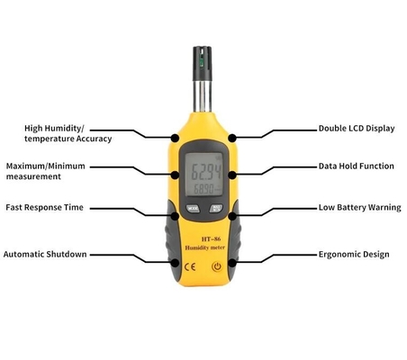 HTI HT-86 Portable Digital 2-in-1 Hygrometer and Temperature Meter Indoor/Outdoor Wet Bulb Dew Point Gauge Monitor supplier