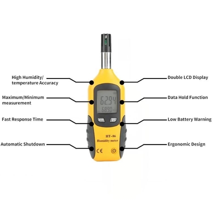 HTI HT-86 Portable Digital 2-in-1 Hygrometer and Temperature Meter Indoor/Outdoor Wet Bulb Dew Point Gauge Monitor supplier