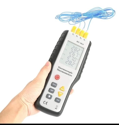 HTI HT-9815 4-Channel Portable White K-Type Digital Thermocouple Sensor Thermometer supplier