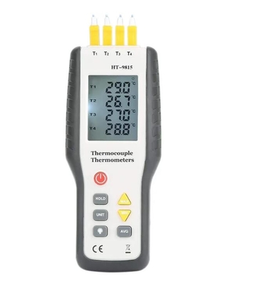 HTI HT-9815 4-Channel Portable White K-Type Digital Thermocouple Sensor Thermometer supplier