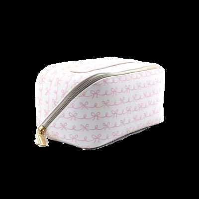 CR-067 Custom Logo Print Personalized Beautiful Ladies Hand Bags Beauty Big Black Cosmetic Bulk Case Leather Makeup Bag supplier