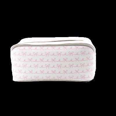 CR-067 Custom Logo Print Personalized Beautiful Ladies Hand Bags Beauty Big Black Cosmetic Bulk Case Leather Makeup Bag supplier