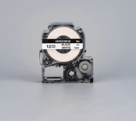 HMSS12K 12mm White label tape cassette For Brother label printer Black on White supplier