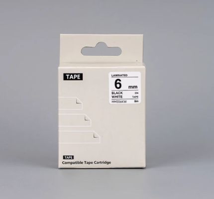 HMSS06K 6mm White label tape cassette For Brother label printer Black on White supplier