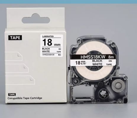 HMSS18K 18mmX8m White label tape cassette For Brother label printer Black on White supplier