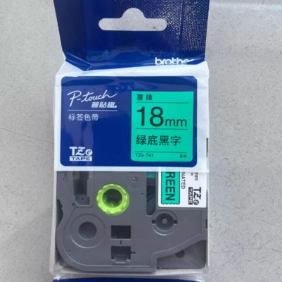 18mm P-Touch Black on Green label tape cassette TZe-741 for Brother Electronic Lettering Machine tube printer supplier