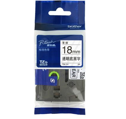 18mm P-Touch Black on Clear label tape cassette TZe-141 for Brother Electronic Lettering Machine tube printer supplier