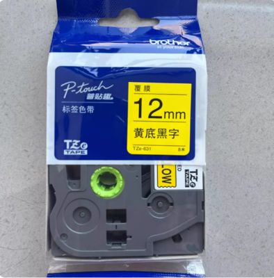 12mm P-Touch Black on Yellow label tape cassette TZe-631 for Brother Electronic Lettering Machine tube printer supplier