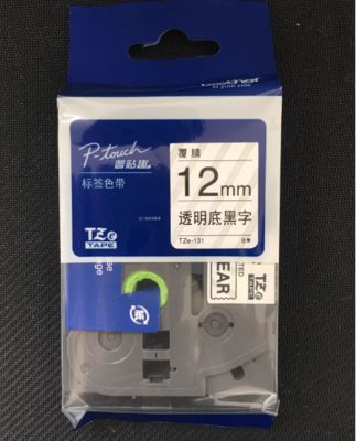 12mm P-Touch Black on clear label tape cassette TZE-131 for Brother Electronic Lettering Machine tube printer supplier