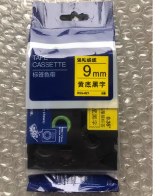 9mm P-Touch Black on yellow label tape cassette WZE-621 for Brother Electronic Lettering Machine tube printer supplier