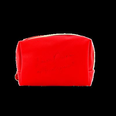 CR-11 Travel Leather Case Custom Small Cosmetic Bag with Zipper Closure Fashion Style Pink Makeup Bag