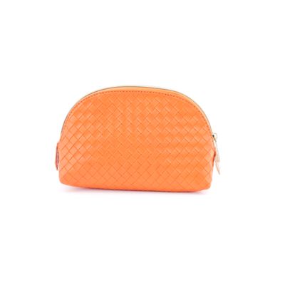 CR-006 Travel Leather Case Custom Small Cosmetic Bag with Zipper Closure Fashion Style Pink Makeup Bag